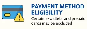 Payment Method Eligibility - Banner with card icon.