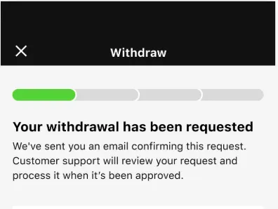 Draftkings Screenshot with withdrawal request status.