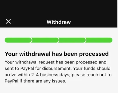 Draftkings Screenshot with withdrawal confirmation.