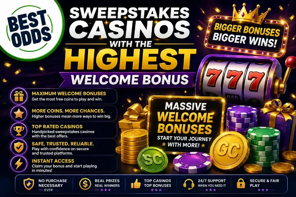 Sweepstake Casinos - Banner with Welcome Bonus
