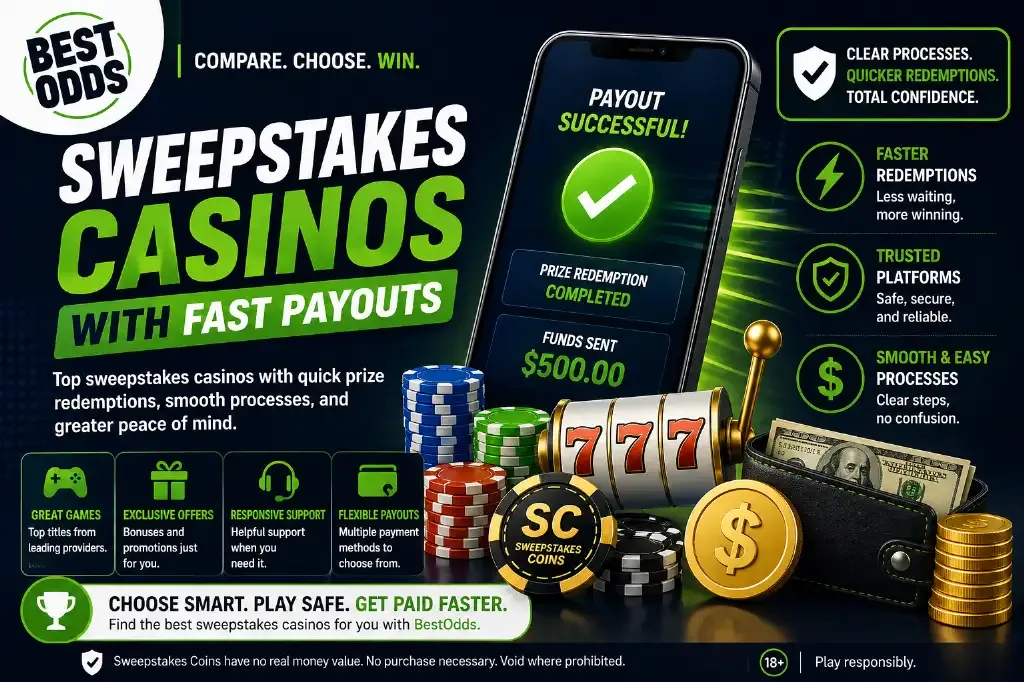 Sweepstakes Casinos - Banner with Fast Payouts