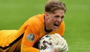 Jordan Pickford - Portrait with intense expression.