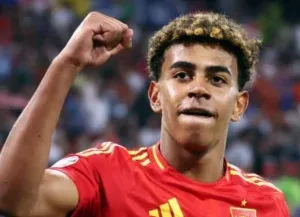 Lamine Yamal - Portrait with Spain jersey.